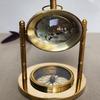 12.7 Cm Maritime Shinny Brass Dome Lens Table Desk Clock with Compass Christmas Gift Décor Halloween Décor Brass Mechanical Desk Clock
