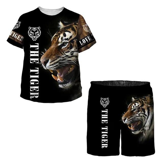Детская одежда для детей от 1 до 14 лет, модный костюм для мальчиков и девочек, летняя детская футболка с короткими рукавами и тигром, повседневная уличная одежда с 3D принтом