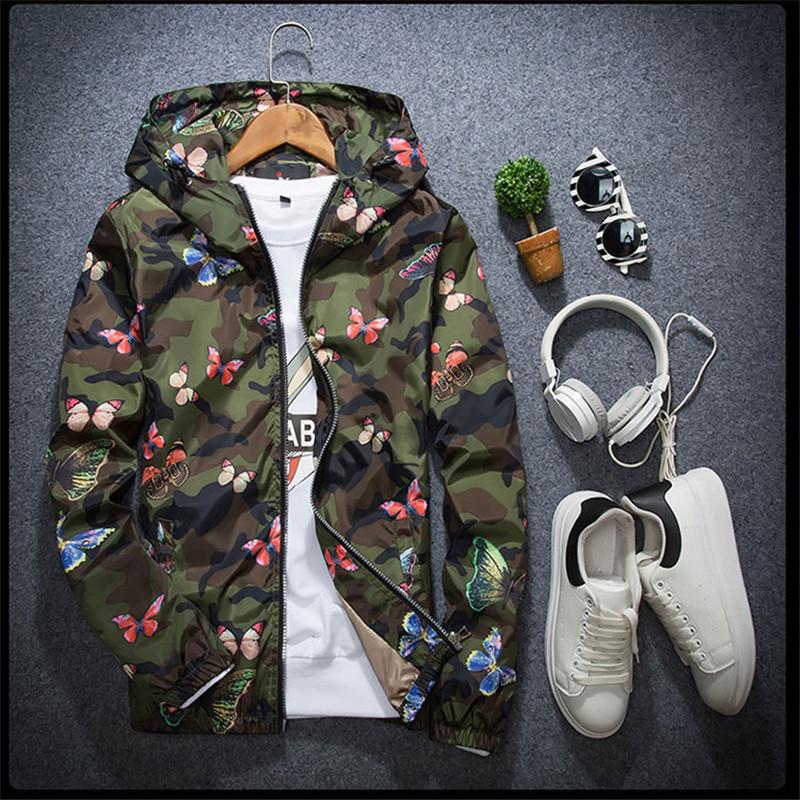 High Quality Women Camo Windbreaker Jacket Thin Female Camouflage Butterfly Windbreaker Coats Hooded