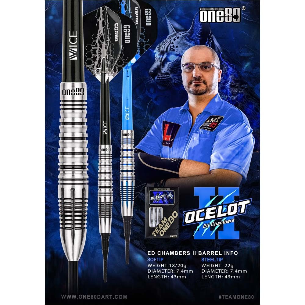 One80 The Ocelot Ocelot 2BA 20g Ed Chamber Player Model Dart Barrel Dart Set Ver.2