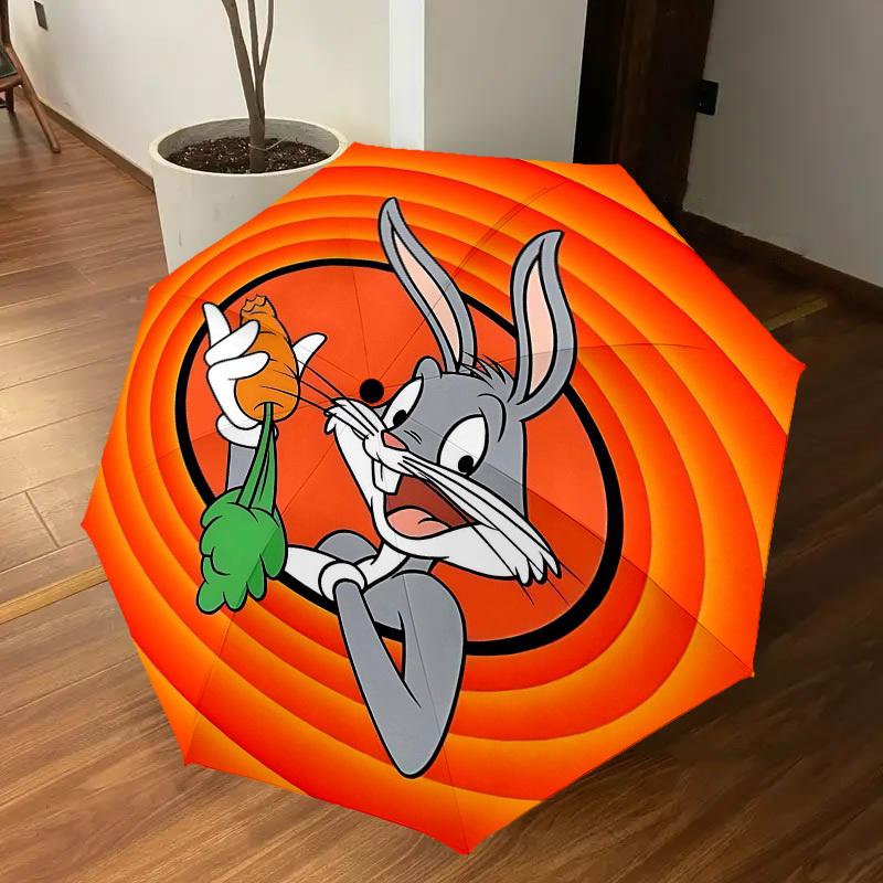 1pc Bugs Bunny carrot Automatic Open/Close Umbrella Compact Folding Umbrella with 8-Rib Shaft lightweight esign, for Women/Men1148A