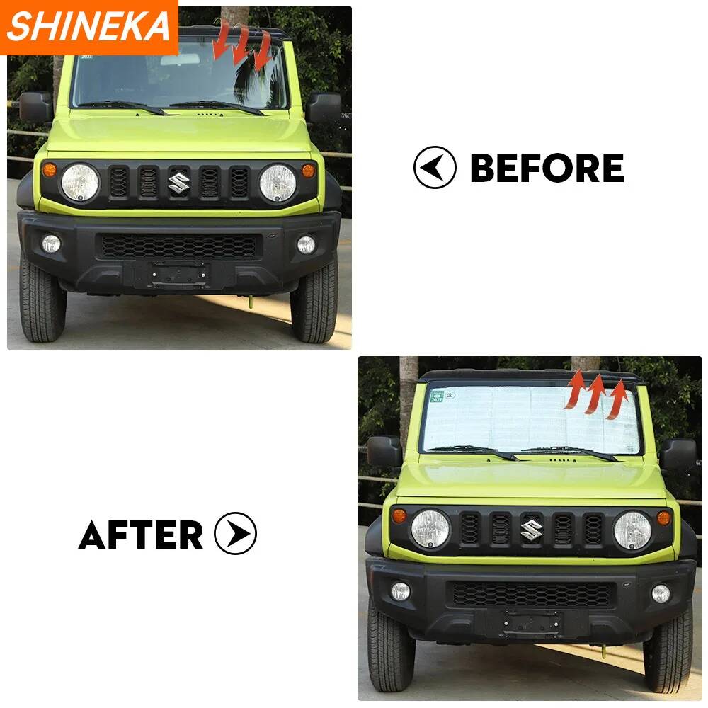 SHINEKA Солнцезащитные шторки на лобовое стекло для Suzuki Jimny 2019 2020 2021 2022 2023 и выше Автомобильные аксессуары, чехлы-солнцезащитные козырьки на переднее лобовое стеклоСолнцезащитные шторки на лобовое стекло 1