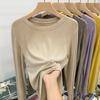 Soft Waxy Mask T Early Spring Autumn Winter 2024 New Loose Long-sleeved T-shirt Women's Simple Inner Layering Shirt Solid Color Top