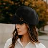 Flat Top Suede Berets Warm Women Octagonal Hat Vintage Artist Hat  Daily