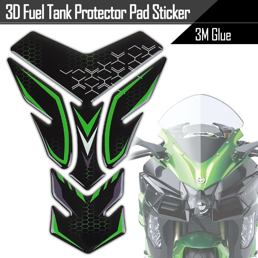 Накладка на бак мотоцикла для Kawasaki Ninja 250/400/650, ZX-6R/10R/25R, Z400/900/1000 (зеленый)
