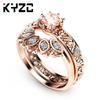 Парное кольцо с полым узором и легкой инкрустацией, Роскошное кольцо для предложения руки и сердца с имитацией бриллианта и цирконием