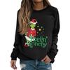Women's Fashion Casual Long Sleeve Solid Color Christmas Printed Round Neck Top Sweatshirt
