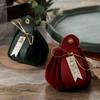 Pu Leather candy bags With Pearls Leather Gift Bag Luxury Gift Flannel Bag  For Baby Shower