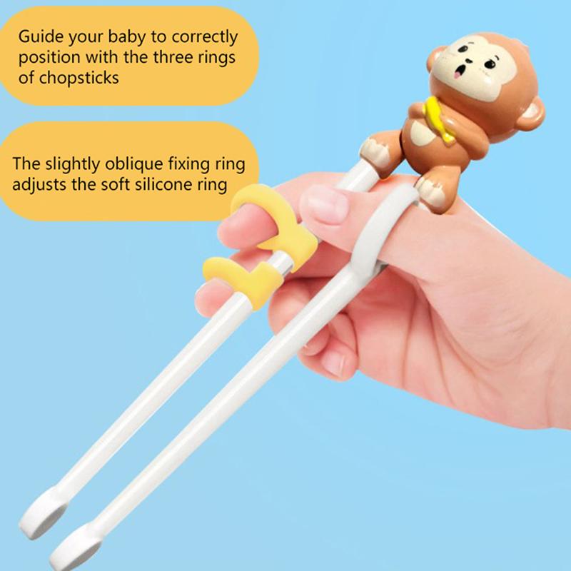 Детские обучающие палочки для еды, палочки для еды с мультяшными животными, палочки для начинающих, посуда, палочки для еды