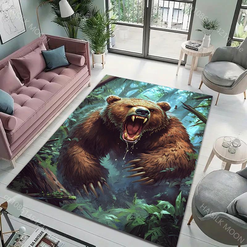 Irritable Brown Bear Pattern Carpet for Living Room Bedroom Sofa Home Decor Non-slip Floor Mat Large Size Multi-Size Selection