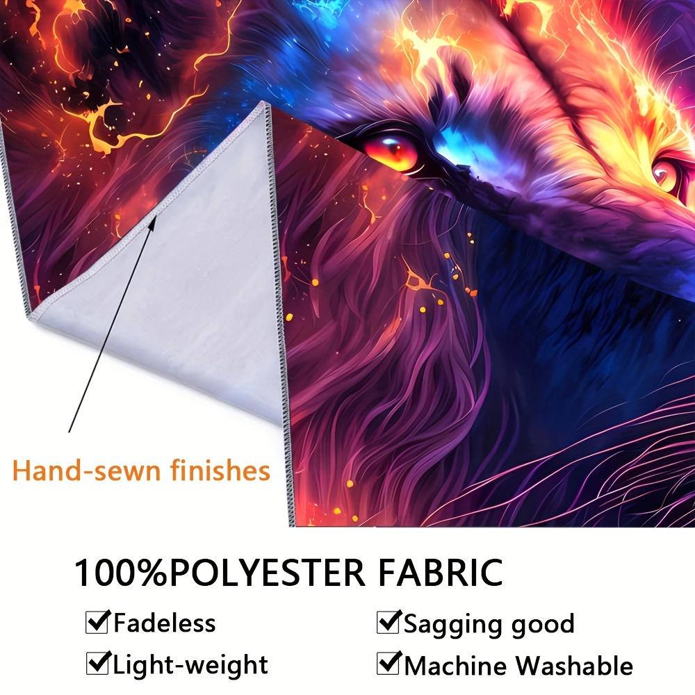 Флуоресцентный гобелен с изображением льва, красочный эстетический полиэстер, УФ-гобелен с черным светом, настенный подвес для гостиной, спальни, офиса, домашнего декора