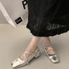 Fashion Medium Heeled Mary Jane Single Shoes New Women Shoes Retro Thick Heeled Ballet Shoes Cross Buckle Shallow Soft Sole Shoe 2025