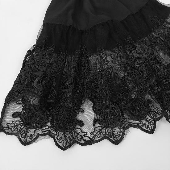 Женский ретро-топ в стиле стимпанк с высоким воротом, декорированным бантом, кружевом, однотонным длинными рукавами-колокольчиками, однобортным, с присборкой