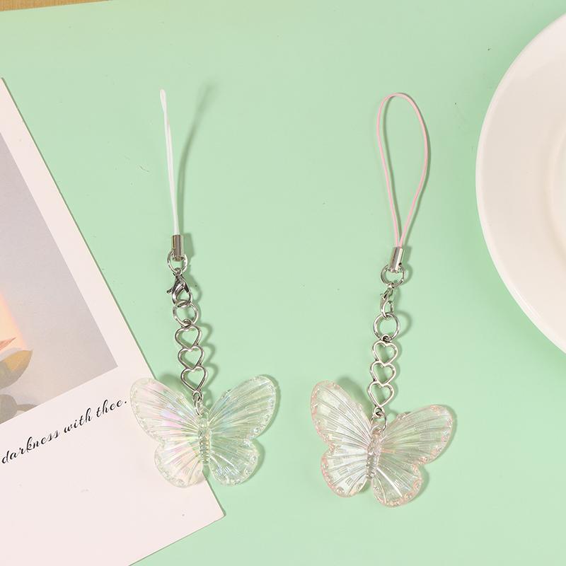 1PC Sweet Cool Colorful Butterfly Charm Mobile Phone Chain Lanyard Cell Phone Strap Keychain Bags Pendant Decor