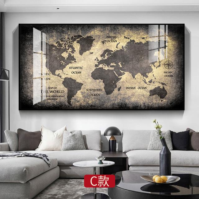 Карта мира, украшение, холст, картина, ретро, абстрактный пейзаж, художественный принт, постер для современного дома, гостиной, Настенный декор, фреска, подарок