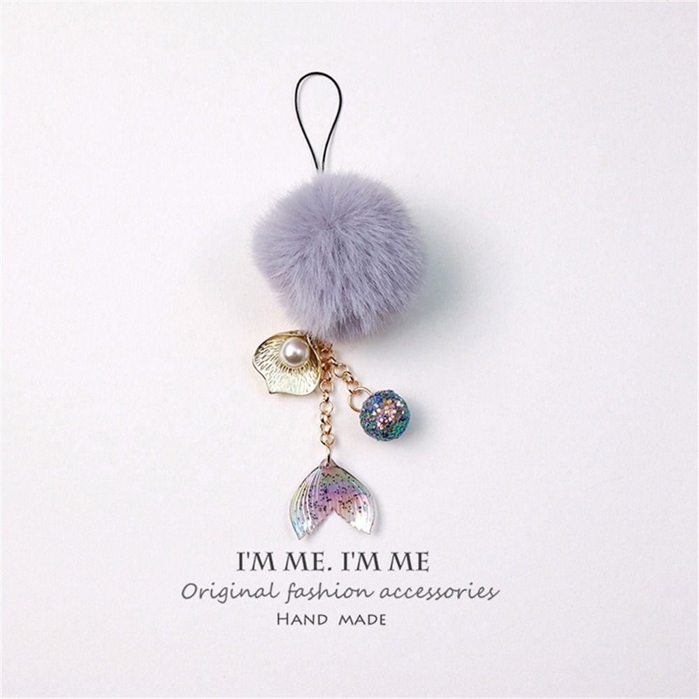 Phone Charm Bag Decoration Phone Pendant Fur Ball Lanyards Fluffy Phone Strap Smart Phone Strap