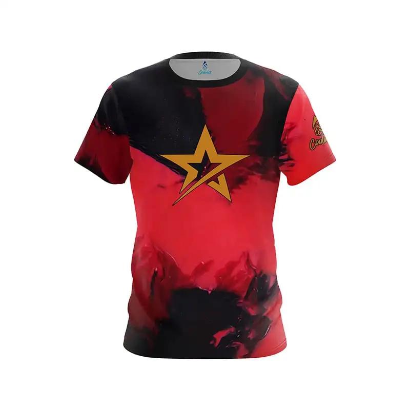 New Boys Roto Grip Leopard Red Lip Split Color Bowling Jersey Short Sleeve Performance Sports Tee Fan Casual Streetwear Tops