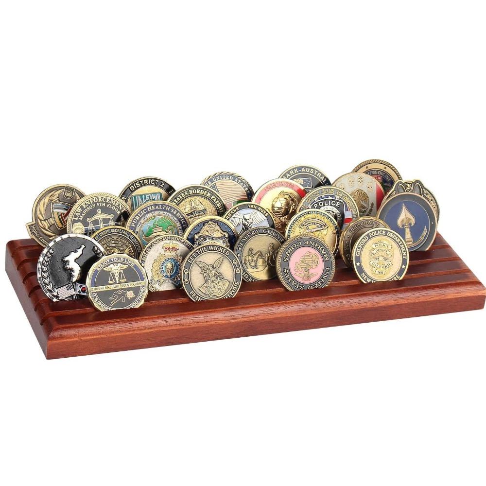 Wooden Coin Display Stand 13 X 5 In Collectible Coin Holder New Challenge Coin Display
