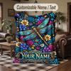 Dragonfly Dreams Bloom 1 Theme Throw Blanket Custom Name Text Personalized Blanket Soft Cozy Blanket for Home Sofa Bed