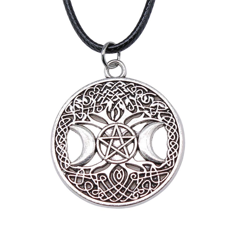 Антикварный кулон-ожерелье "Древо Жизни" Nature Boho Statement Jewelry 45см Кожаная цепочка