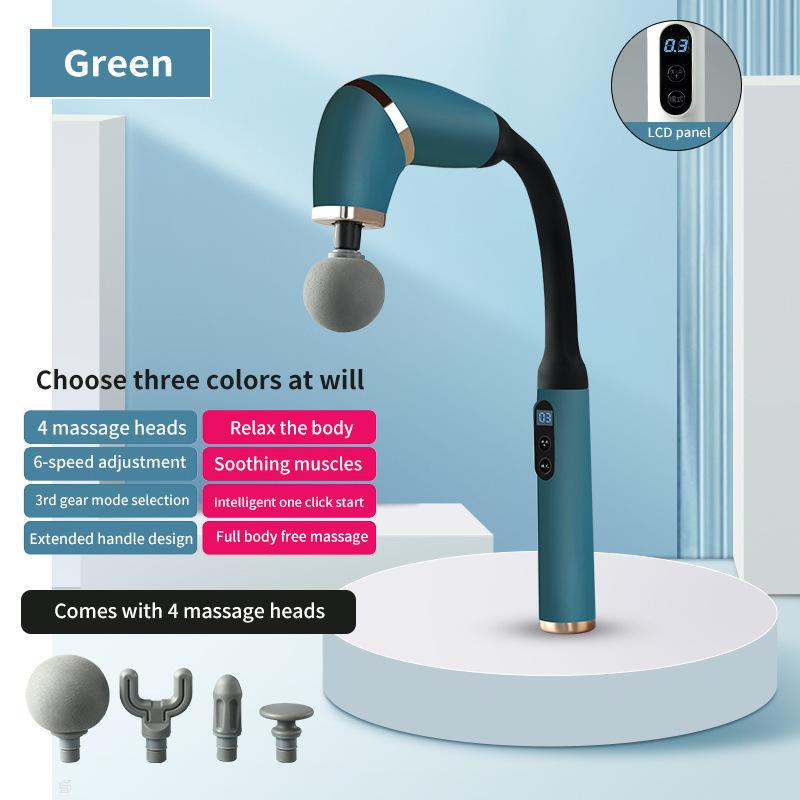 Беспроводной массажный пистолет 4-в-1 с удлиненной ручкой, шесть режимов скорости, три режима, для расслабления мышц шеи/плеч/талии/ног