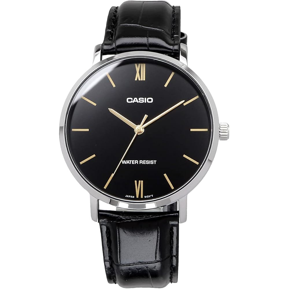 [Casio] CASIO Quartz Men's Watch MTP-VT01L-1B Black x Black Leather Band Overseas Model [Parallel...