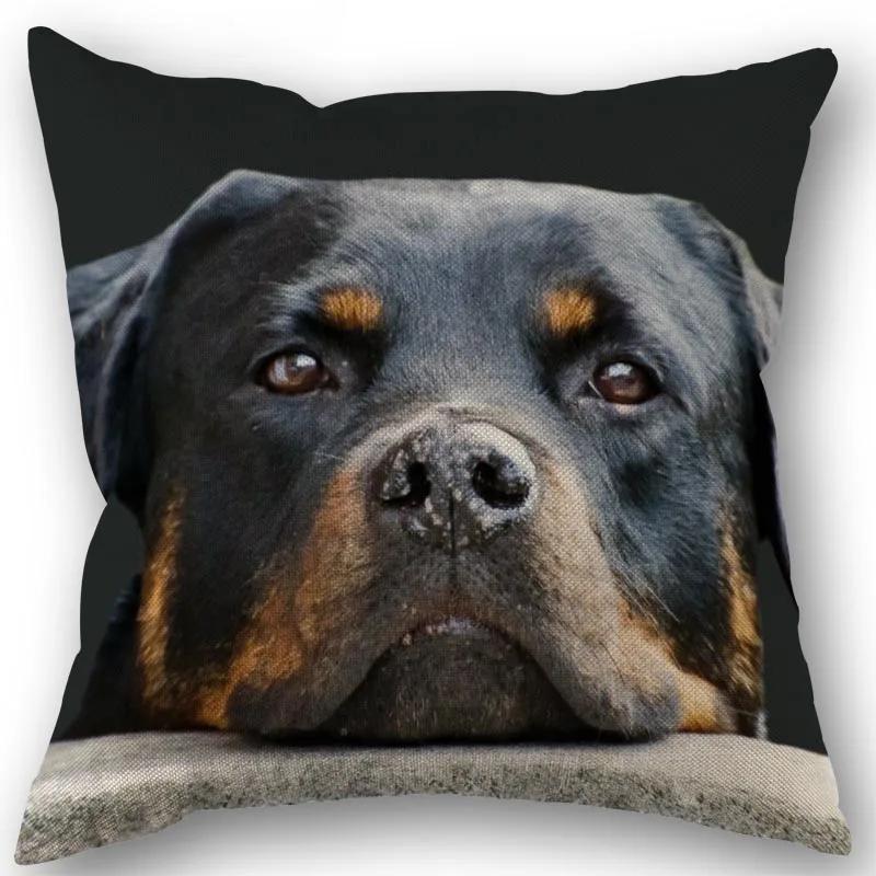 New Custom PET Rottweiler Pillowcase Cotton Linen Fabric Square Zipper Pillowcase Xcm Wedding Decorative Pillow Cover