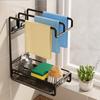 Towel Holder Quick Drainage Wall-mounted Punch-freee Stainless Steel Kitchen Drain Rack Sink Sponge Dish Rag