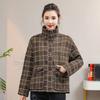 Зимняя новая свободная хлопковая одежда с воротником-стойкой, хлопковые куртки в клетку, женская хлопковая одежда с утолщенными теплыми куртками