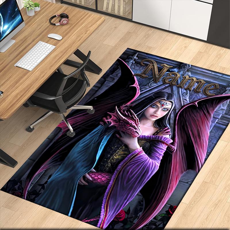 Custom Name Dark Printed Carpet, Rug for Office Chair Living Room Bedroom Kitchen Room Decor Gifts.