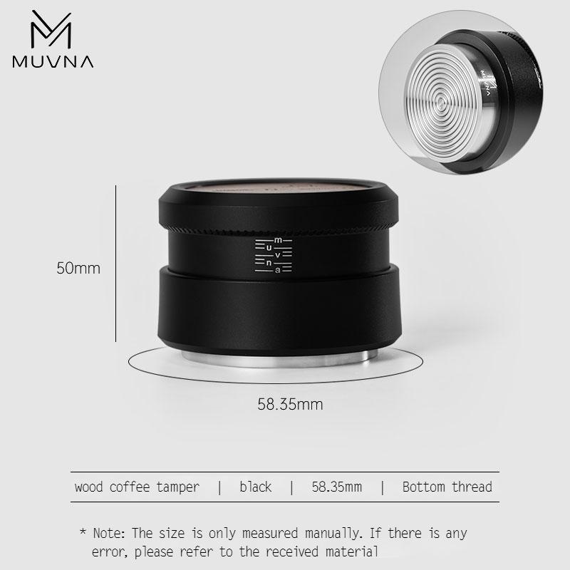 Темпер для эспрессо MUVNA V2, Кофейный темпер с медленным возвратом и основанием из нержавеющей стали с волнистым рисунком для портафильтров 51 мм/53 мм/58 мм