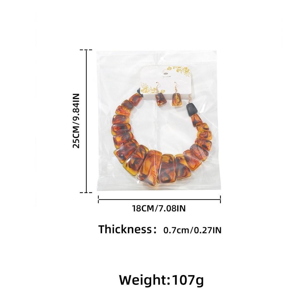 Geometry Necklace Earrings Set Resin Neck Chain New Stud Earrings For Women
