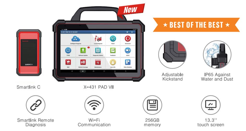 2025 Launch X-431 PAD VII PAD 7 Elite Automotive Diagnostic Tool Support Online Coding Programming and ADAS Calibration Get Free CRP123X