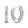 925 Silver Earring Sparkling Colorful Zircon Hoop Earring Round Shape Pendientes Fine Jewelry Gift For Woman