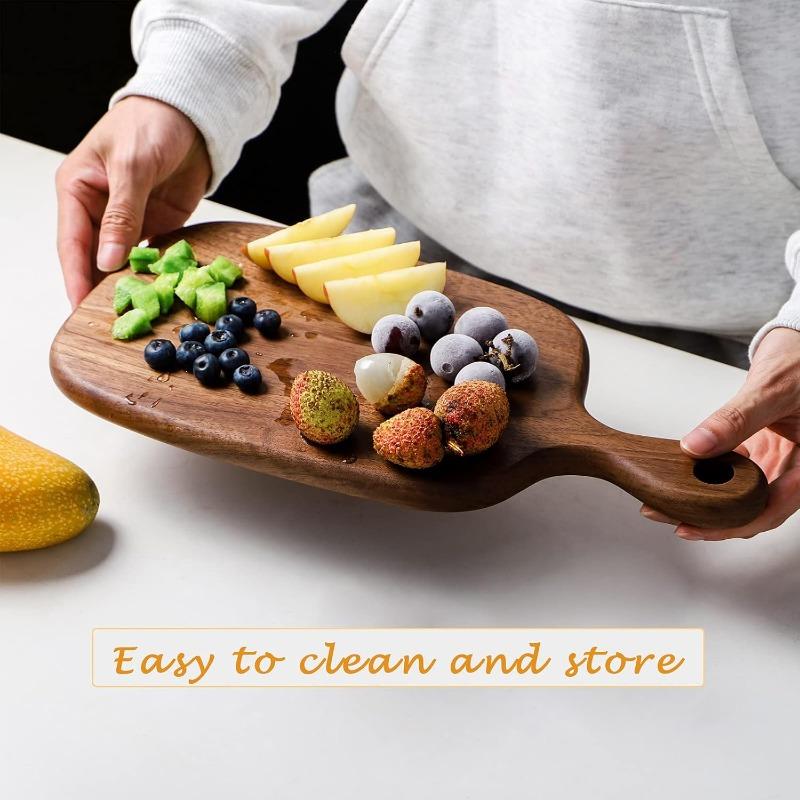 1 шт. Деревянная маленькая разделочная доска с ручкой, черные ореховые деревянные разделочные доски для хлеба, овощей и фруктов, доска для сыра с отверстием