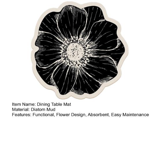 Flower Placemat Dining Table Heat Insulation Mat Absorbent Diatomaceous Earth Decorative Flower Mat for Kitchen Countertop Coffee Table