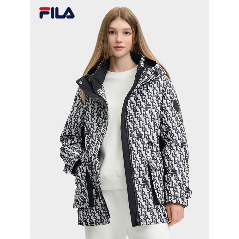 Fila Женская стеганая куртка средней длины с капюшоном, жаккардовая, в стиле колор-блок