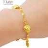 Fashion Water Ripple 24K Gold Bracelet Plating Gold Hanging Heart Shaped Bracelet Jewelry Gift For Woman