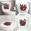 Наклейка на унитаз с бабочками и цветком розы, съемная водонепроницаемая наклейка из ПВХ для гостиной, ванной комнаты, стены искусства, цветочная крышка для унитаза, украшение на день Святого Валентина