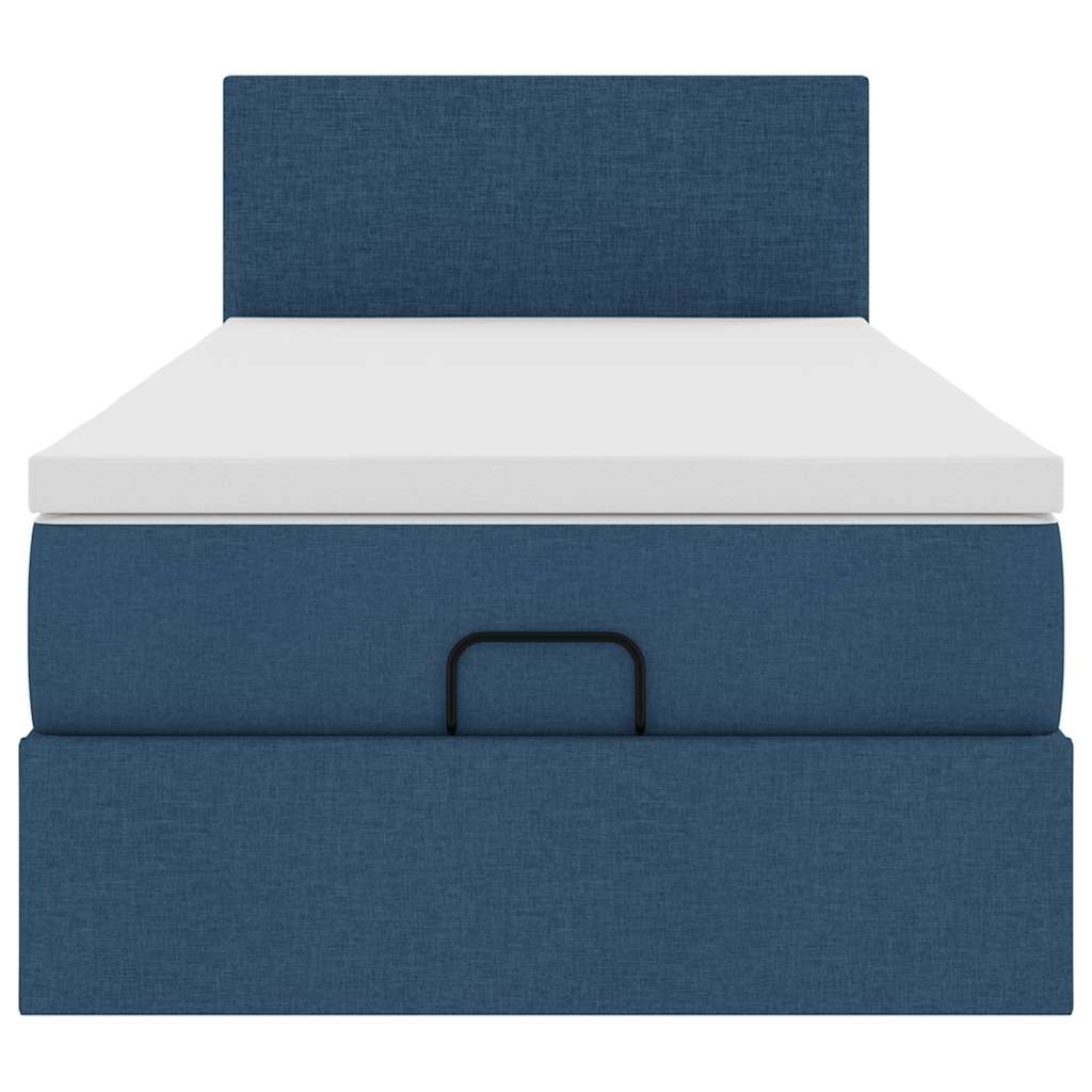 Ottoman Bed with Mattress & LEDs Blue 90x190 cm Fabric