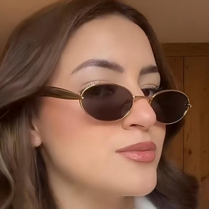 Овальные Безрамные Солнцезащитные Очки с Гранированной Кромкой Модные Очки UV400 Маленькая Рамка Gafas De Sol Дизайн с Индивидуальностью
