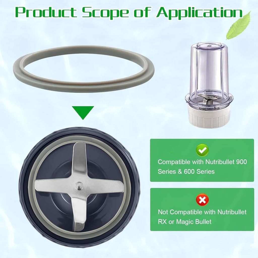 Nutribullet Replacement Parts – Gasket Replacement Rubber Seal Rings for Nutribullet 900 Series & 600W, Food-Grade Silicone Rubber Ring Gaskets,