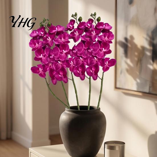 Elegant Faux Floral Decor for Baby Showers Artificial Phalaenopsis Silk Orchid Flower Home Decor, Realistic Velvet Plant Centerpiece Living