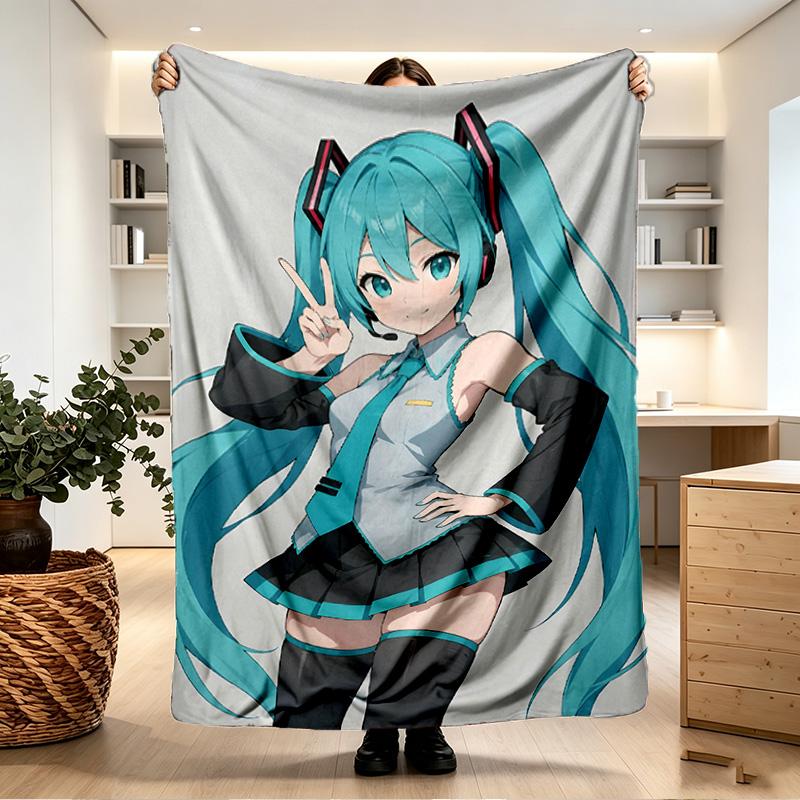 Hatsune Miku Print Blanket - Soft & Comfortable, for Bedroom, Travel, Sofa, Home Decoration - Birthday Christmas Gift for Friend