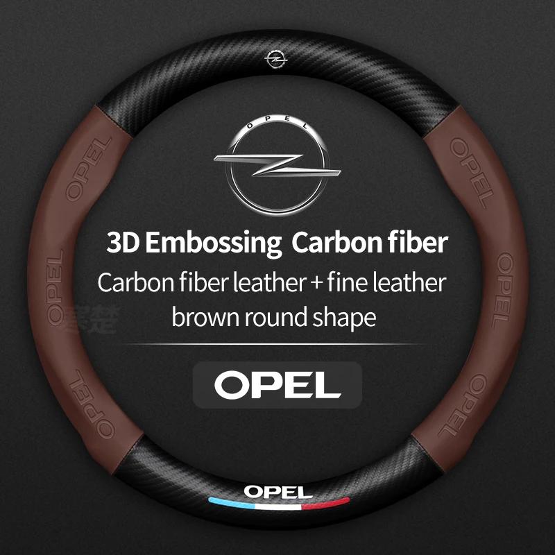 AAHV1 For Opel OPCline ASTRA CORSA INSIGNIA MOKKA VECTRA GTC Tigra Carbon fiber Leather Car Steering Wheel Cover Anti-Slip Accessories