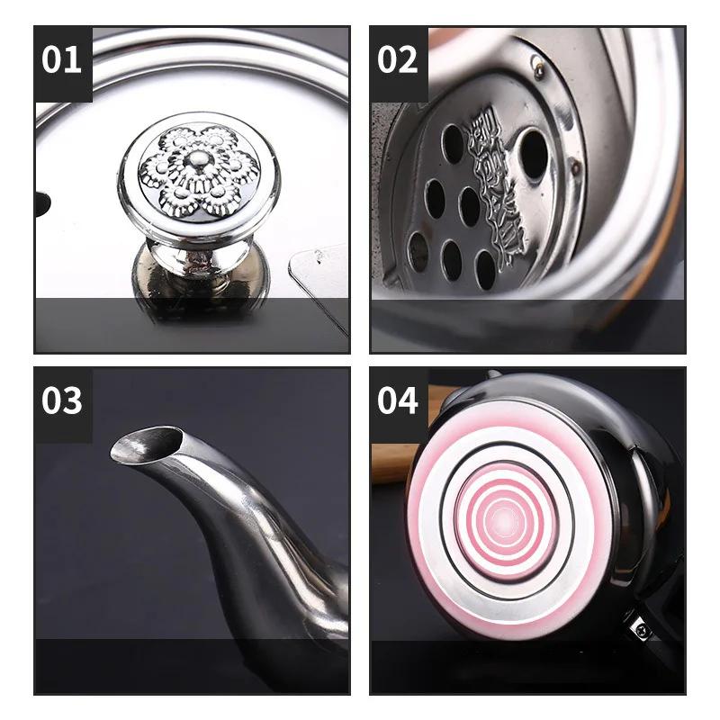 1.2L/1.5L/2L Tea Kettles with Infuser Filter Stainless Steel Thickened Tea Kettle for Hotboiling Pots Gas Induction Home Camping