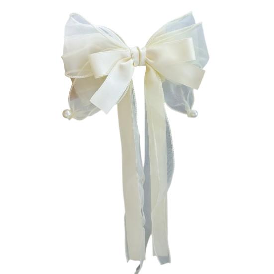 Women Hair Clip Mesh Yarn Ribbon Bowknot Decor Cartoon Hair Pin with Long Tail Sweet Hair Accessories