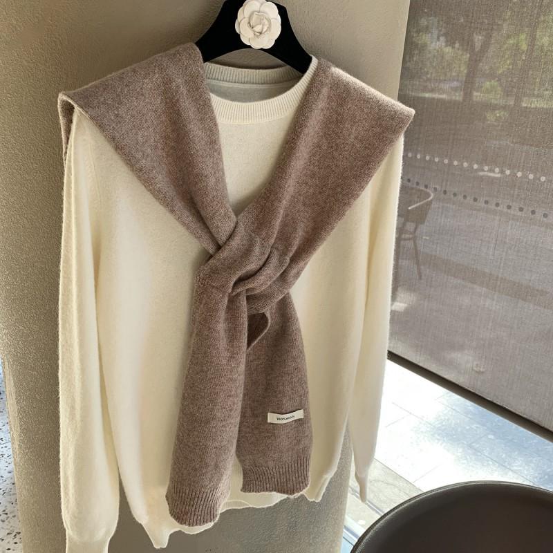 100% Pure Wool Knit Shawl Lightweight Wrap Scarf Women Fall Office Neck Support