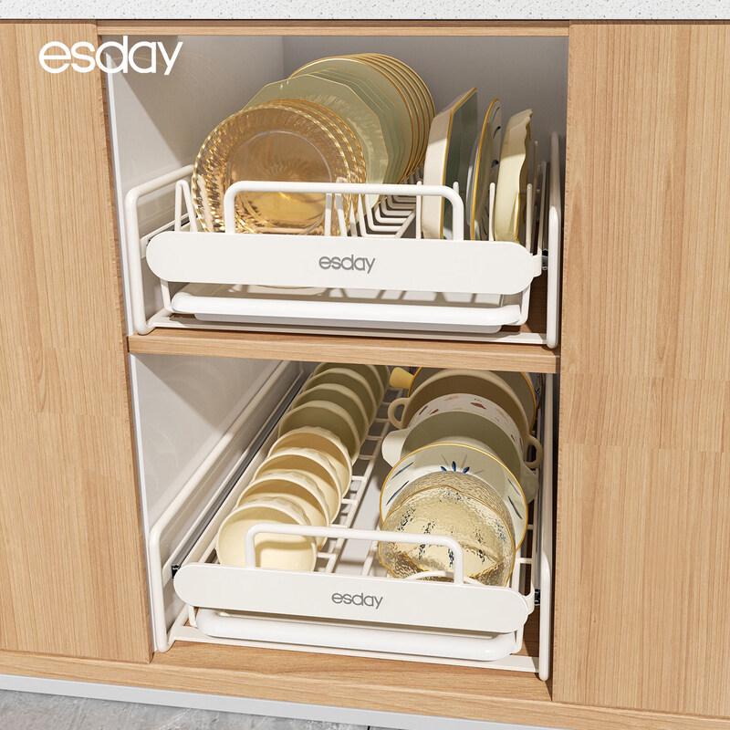 Qiwei Kitchen Cabinet Pull-Out Dish Drainer Rack