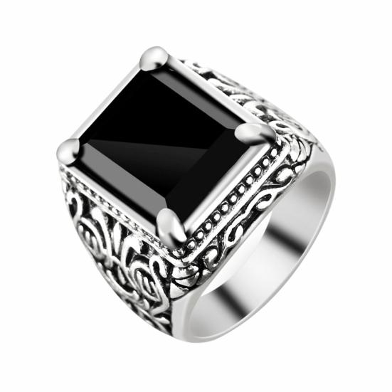 Китайский тотем, винтажное квадратное мужское банкетное кольцо из смолы, широкое ювелирное изделие на палец